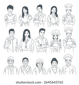 Diverse People in Outline Avatars