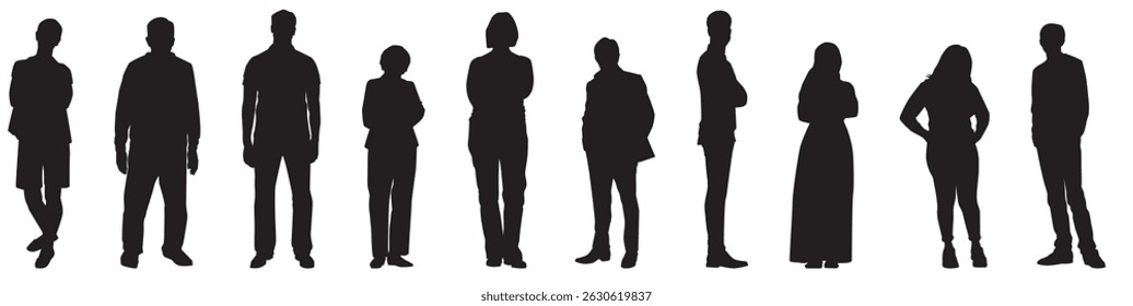 diverse people silhouette vector illustration