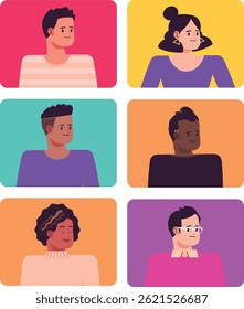 Diverse people smiling profile avatars collection