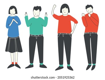 Diverse people standing together vector flat illustration. Group man, woman of different ages isolated. United of various generations. Social diversity or population.