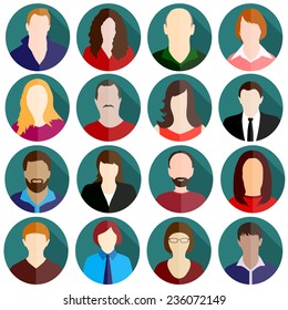 diverse people vector icons set