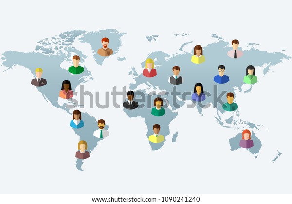 Diverse People World Map Concept Flat Stock Vector (Royalty Free ...