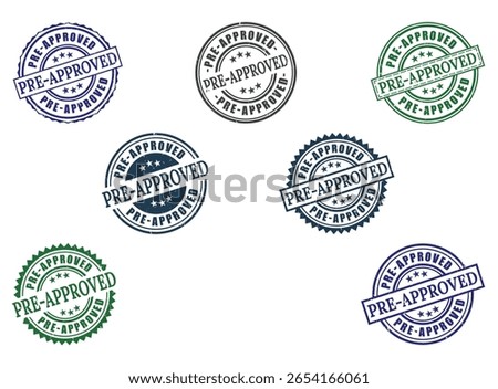 Diverse Pre-Approved Grunge Rubber Stamp Collection, Official Approval Vector Set