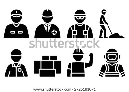 Diverse professions worker icons occupation career
