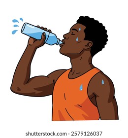 A Diverse race male hydrating after exercise