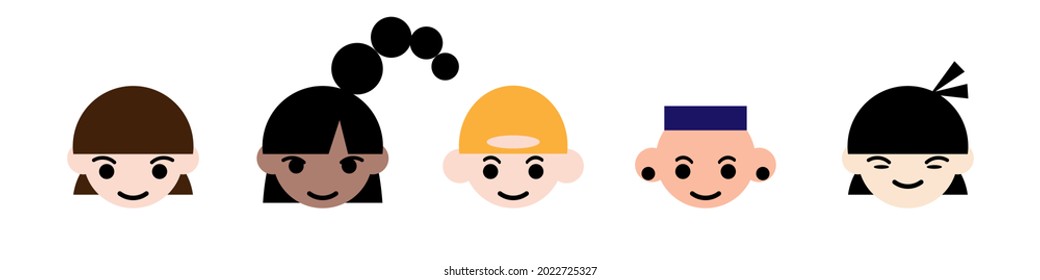 Diverse races and nationalities, multicultural, international group, team. Cartoon people icons illustration vector isolated on white background.