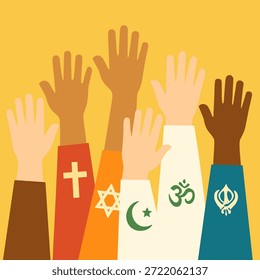Diverse Raised Hands Symbolizing Unity Against Islamophobia