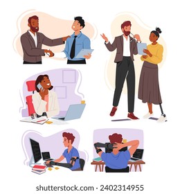 Diverse And Resilient Characters With Disabilities Contribute Skillfully In The Office Environment, Showcasing Adaptability, And Breaking Barriers To Create An Inclusive And Supportive Workspace