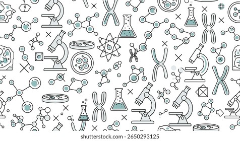 Diversos Elementos Científicos Composição Sem Costura Padrão Biologia Química Física Estudos E Descobertas