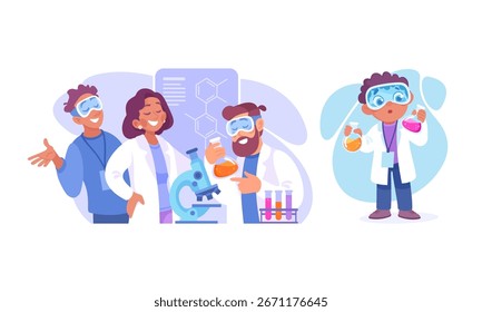 Diverse scientists engage in innovative research and experiments to advance knowledge