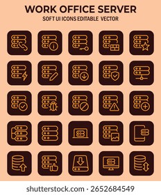 Diversos iconos de infraestructura de servidores y redes para aplicaciones modernas de entorno de trabajo con diseño de tema ligero