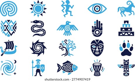 Diverse set ancient symbols