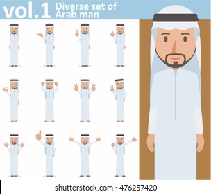 Diverse set of Arab man on white background , EPS10 vector format vol.1