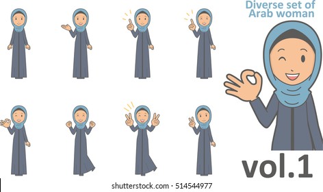 Diverse set of arab woman , EPS10 vector format vol.1