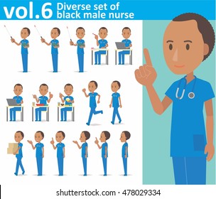 Diverse set of black male nurse on white background , EPS10 vector format vol.6