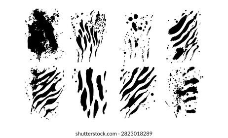 A diverse set of black and white animal print patterns suitable for fashion, textiles, and creative projects.