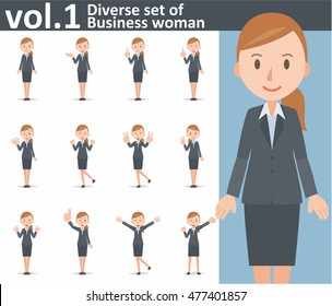 Diverse set of business woman on white background , EPS10 vector format vol.1