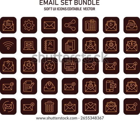 Diverse set of communication icons with envelope theme for interfaces and presentations featuring email, messaging and