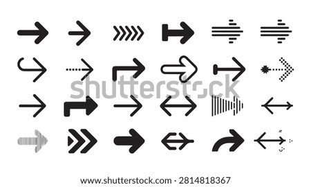 Diverse set of directional pointers including textured lines dotted paths and stylized motion arrow shapes.