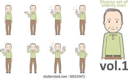 Diverse set of elderly man , EPS10 vector format vol.1