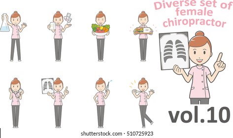 Diverse set of female chiropractor , EPS10 vector format vol.10