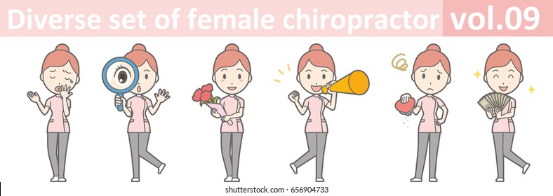Diverse set of female chiropractor, EPS10 vol.09