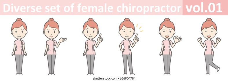Diverse set of female chiropractor, EPS10 vol.01