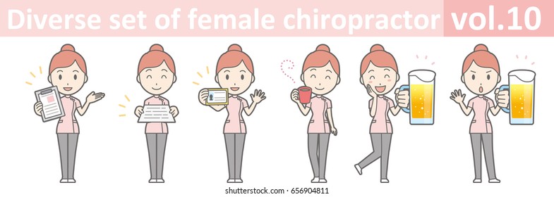 Diverse set of female chiropractor, EPS10 vol.10
