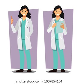 Diverse set of female doctor , healthcare Providers , Vector illustration cartoon character