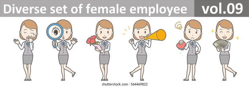 Diverse set of female employee, EPS10 vol.09 (A female clerk in a gray uniform)