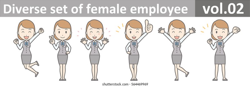 Diverse set of female employee, EPS10 vol.02 (A female clerk in a gray uniform)