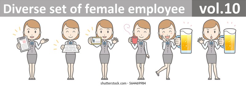 Diverse set of female employee, EPS10 vol.10 (A female clerk in a gray uniform)