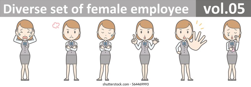 Diverse set of female employee, EPS10 vol.05 (A female clerk in a gray uniform)