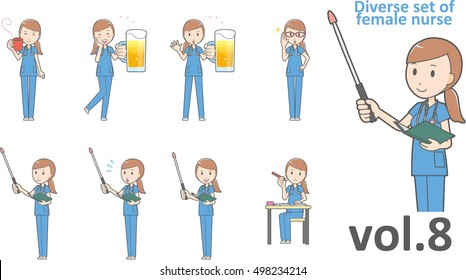 Diverse set of female nurse , EPS10 vector format vol.8