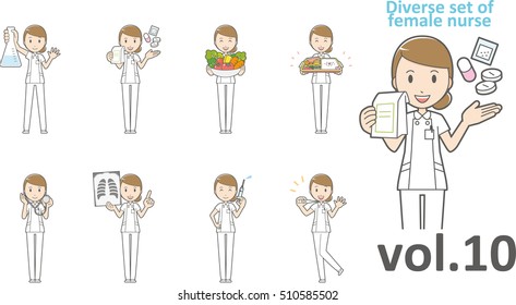 Diverse set of female nurse , EPS10 vector format vol.10
