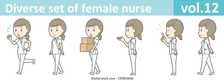 Diverse set of female nurse , EPS10 vector format vol.12