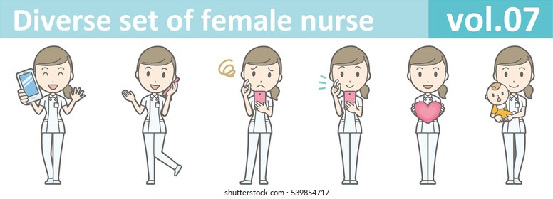 Diverse set of female nurse , EPS10 vector format vol.07