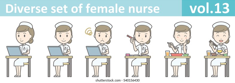 Diverse set of female nurse , EPS10 vector format vol.13