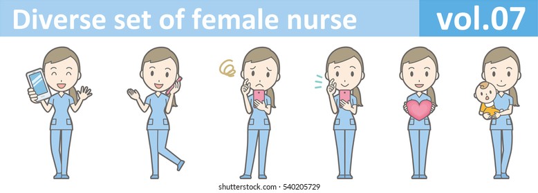Diverse set of female nurse , EPS10 vector format vol.07