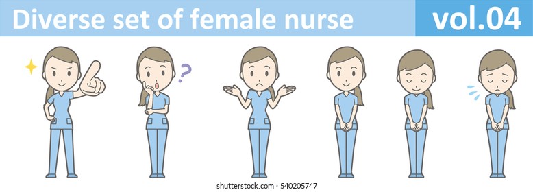 Diverse set of female nurse , EPS10 vector format vol.04