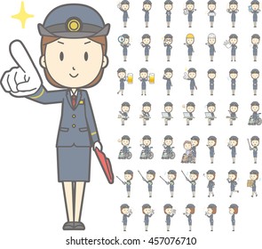 Diverse set of Female train conductor on white background , EPS10 vector format vol.2