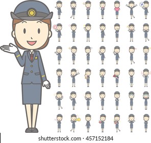 Diverse set of Female train conductor on white background , EPS10 vector format vol.1