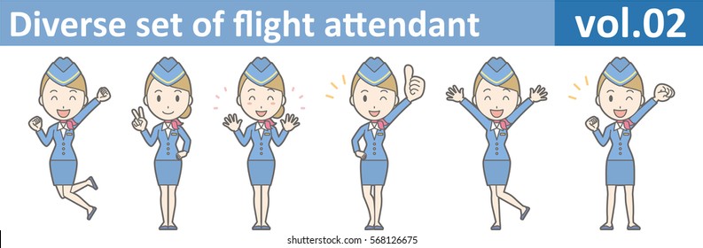 Diverse set of flight attendant, EPS10 vol.02