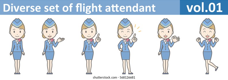 Diverse set of flight attendant, EPS10 vol.01