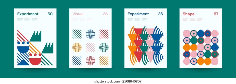 Diverse Set of Geometric Patterns: Wide Range of Symmetrical Geometric Shapes and Repeating Forms. Abstract Mosaic Poster Background. Vector Illustration.