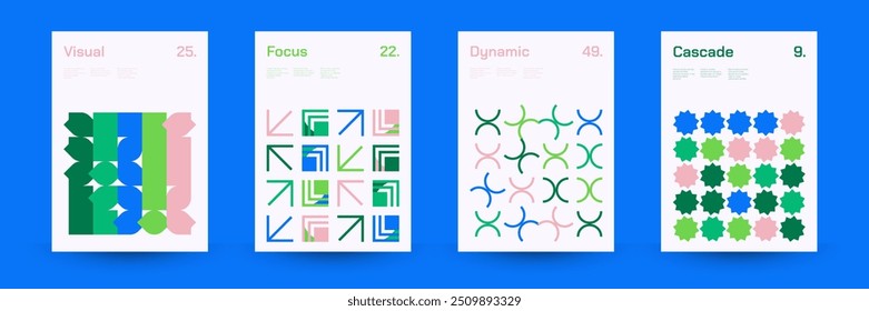 Diverse Set of Geometric Patterns: Wide Range of Symmetrical Geometric Shapes and Repeating Forms. Abstract Mosaic Poster Background. Vector Illustration.