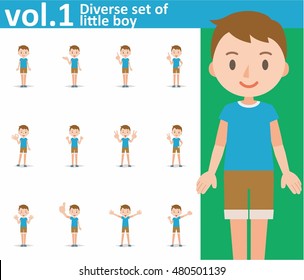 Diverse set of little boy on white background , EPS10 vector format vol.1