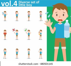 Diverse set of little boy on white background , EPS10 vector format vol.4