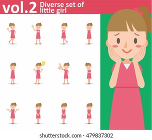 Diverse set of little girl on white background , EPS10 vector format vol.2