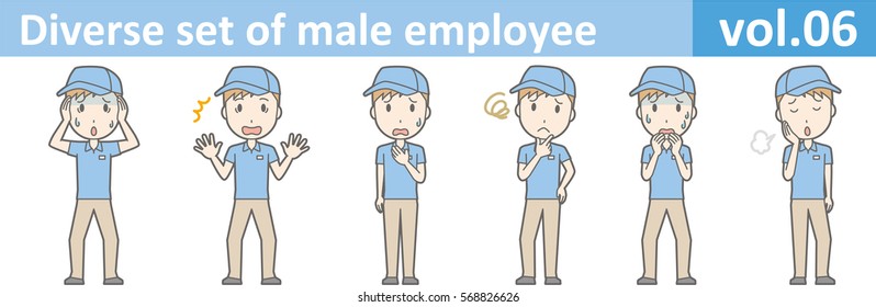 Diverse set of male employee, EPS10 vol.06 (Male employee in a blue polo shirt and cap)